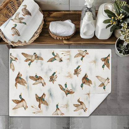 Duck Lover Gifts Kitchen & Hand Towels for Bathroom Set of 2,Gifts for Mallard Duck Decor Dish & Tea Towels for Kitchen, 16X24 Inch